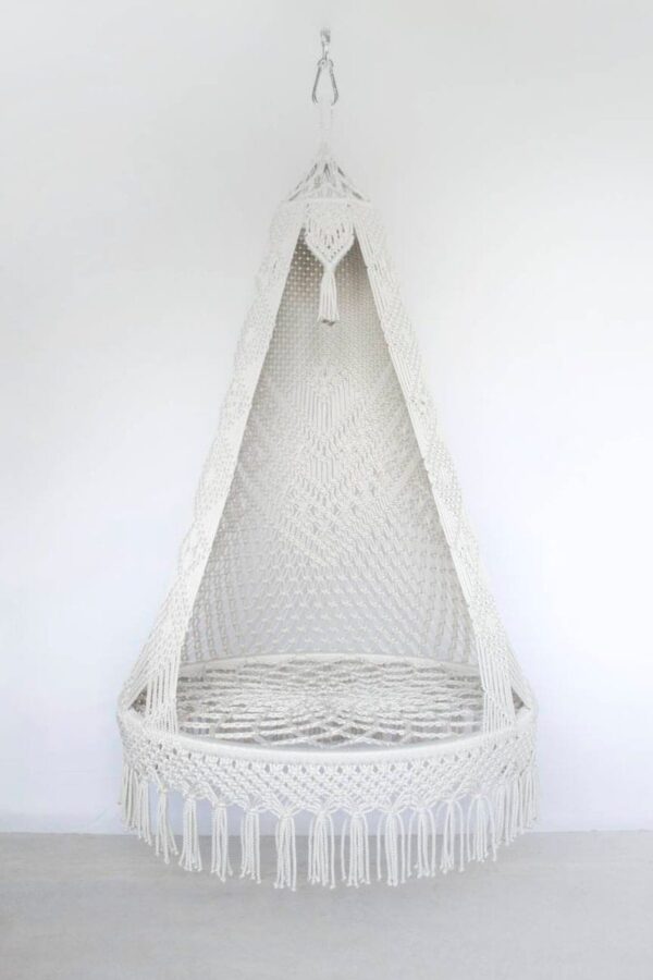 Macrame Swing For Home In White - Leechoo